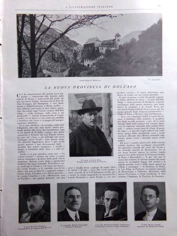 L'Illustrazione Italiana 21 Agosto 1927 Provincia Bolzano Lavori Pubblici Raggi