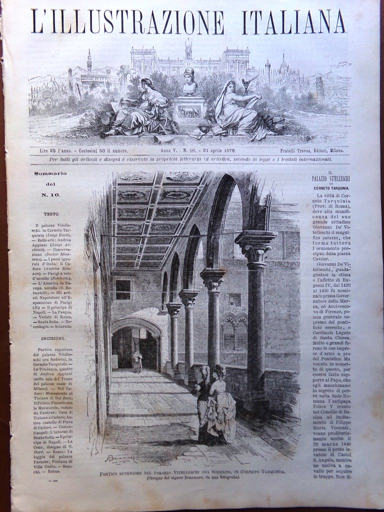 L'Illustrazione Italiana 21 Aprile 1878 Tiziano Cadore Appiani Principe Napoli