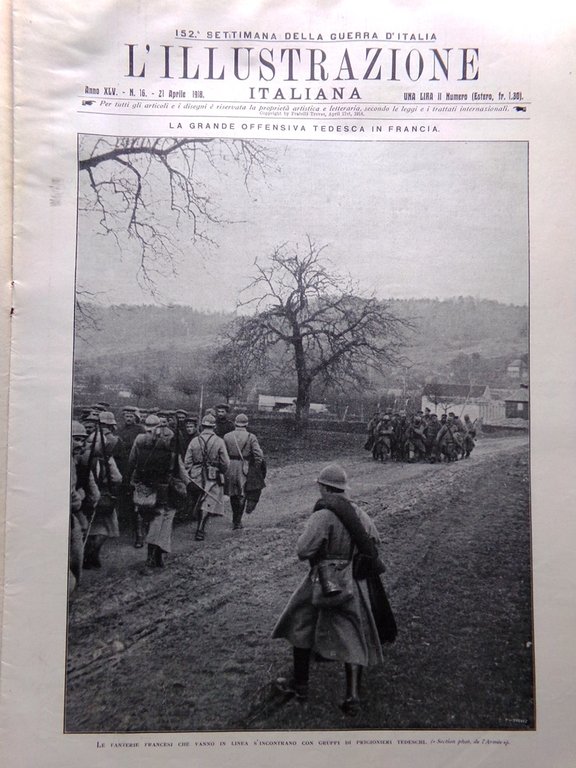 L'Illustrazione Italiana 21 Aprile 1918 WW1 Rovereto Romano Dazzi Tedeschi …