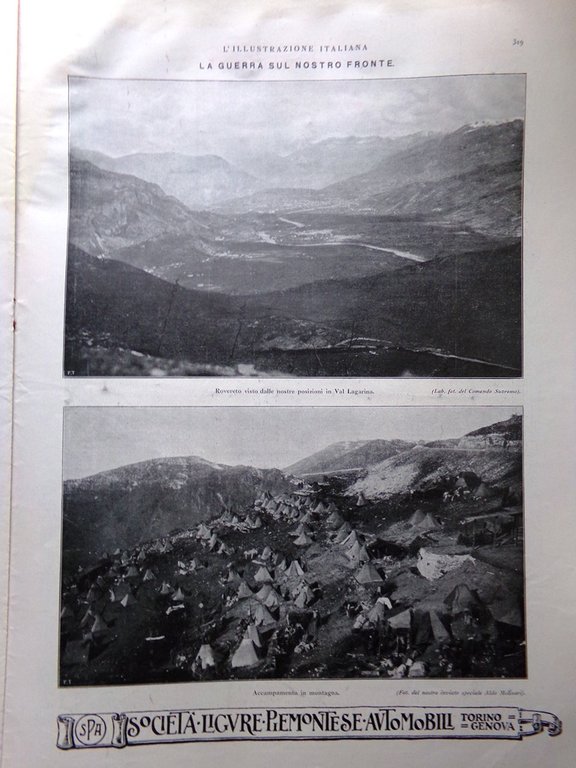 L'Illustrazione Italiana 21 Aprile 1918 WW1 Rovereto Romano Dazzi Tedeschi …