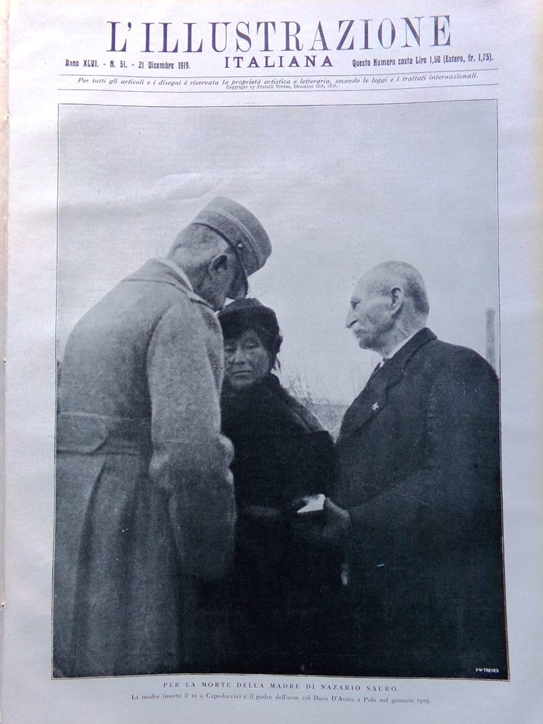 L'Illustrazione Italiana 21 Dicembre 1919 Valsugana Leda Leonardo Sauro Anatolia