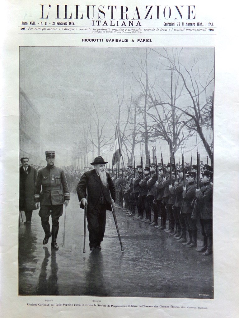 L'illustrazione Italiana 21 Febbraio 1915 WW1 Piccini Calabresi Tevere Garibaldi