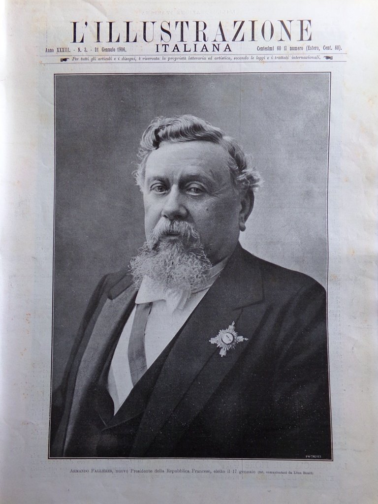L'Illustrazione Italiana 21 Gennaio 1906 Pascoli Rivolta Russia Fallieres Auto