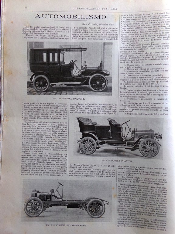 L'Illustrazione Italiana 21 Gennaio 1906 Pascoli Rivolta Russia Fallieres Auto