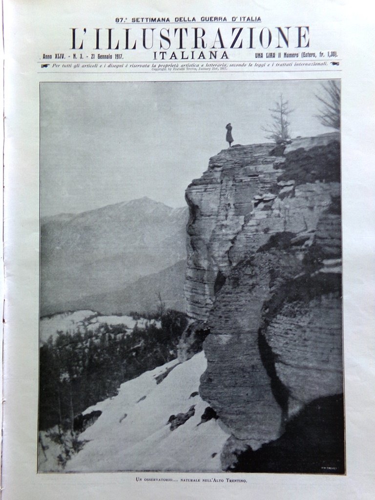 L'Illustrazione Italiana 21 Gennaio 1917 WW1 Tonale Isonzo Armi Raimondi …