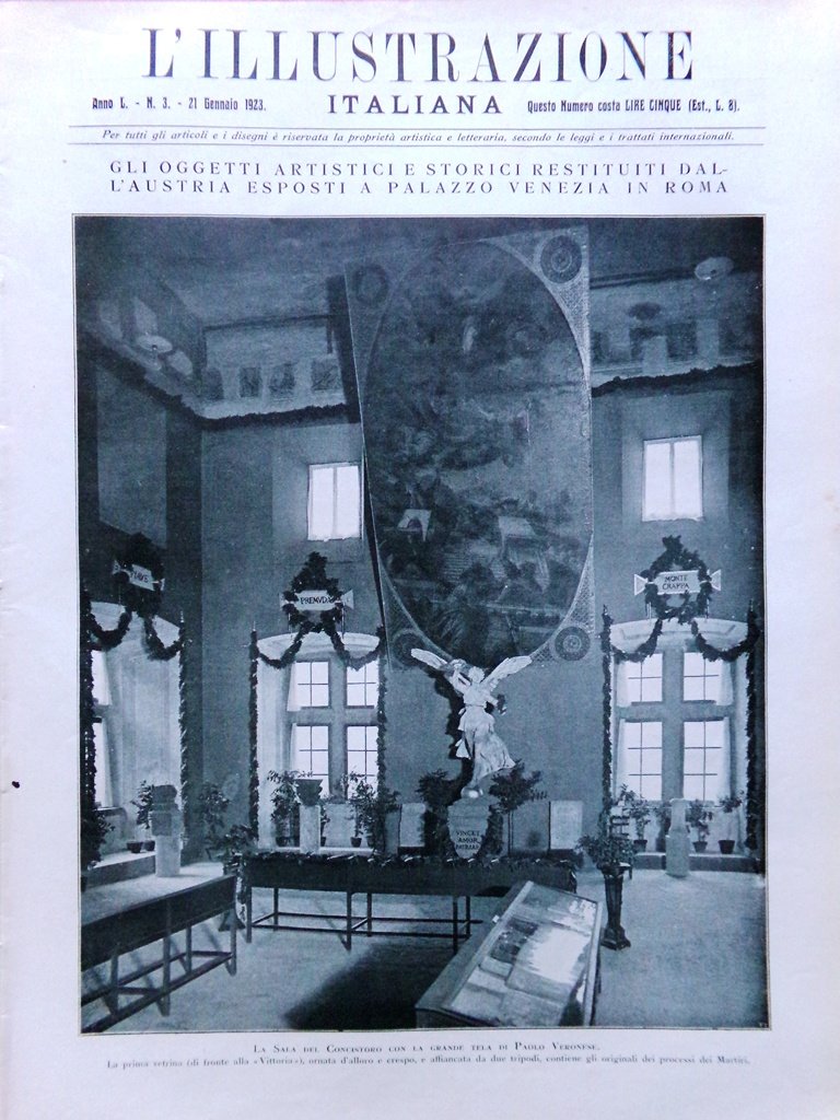 L'Illustrazione Italiana 21 Gennaio 1923 Oggetti d'Arte Restituiti dall'Austria
