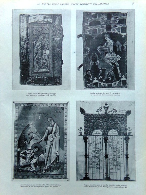 L'Illustrazione Italiana 21 Gennaio 1923 Oggetti d'Arte Restituiti dall'Austria