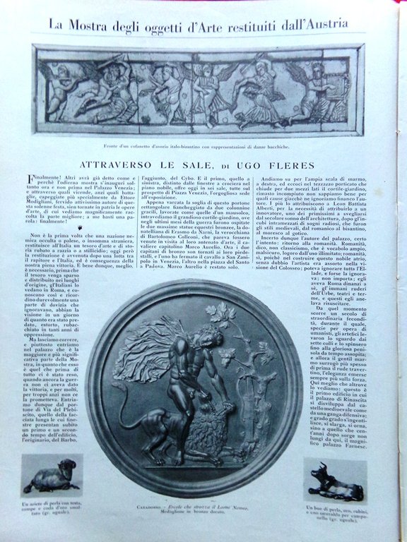 L'Illustrazione Italiana 21 Gennaio 1923 Oggetti d'Arte Restituiti dall'Austria