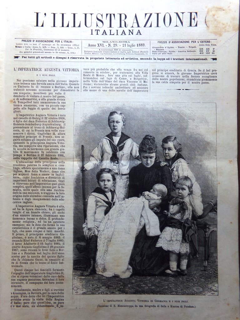 L'Illustrazione Italiana 21 Luglio 1889 Benevento Creta Bersaglio Veloce Augusta