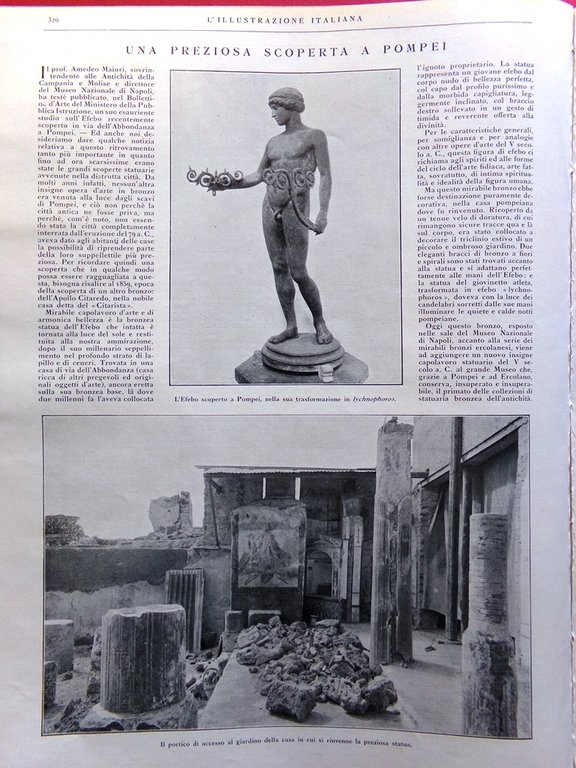L'Illustrazione Italiana 21 Marzo 1926 Efebo Pompay Orsay Fizzarotti Umberto … | Immagine Gallery 3