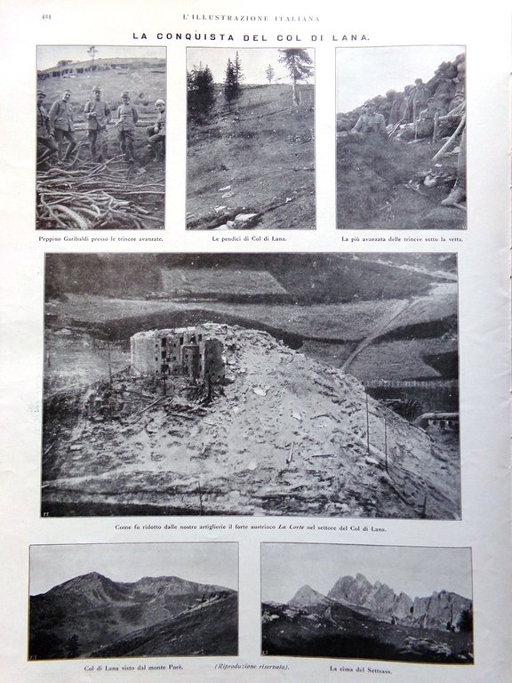 L'illustrazione Italiana 21 Novembre 1915 WW1 Marconi Agach Letizia Col …