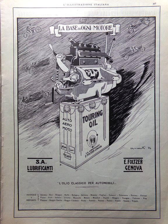 L'Illustrazione Italiana 21 Ottobre 1923 Perosi Medaglie Vercelli Ojetti Pesaro