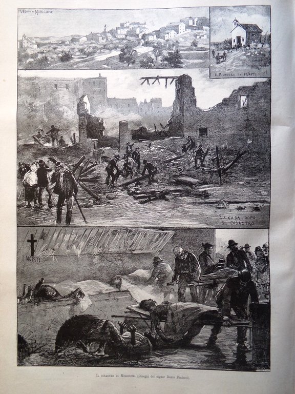 L'illustrazione Italiana 22 Aprile 1883 Gastaldi Disastro di Moricone Posillipo