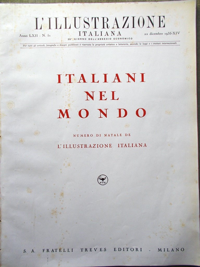 L'Illustrazione Italiana 22 Dicembre 1935 Speciale Italiani nel Mondo Arte … | Immagine principale
