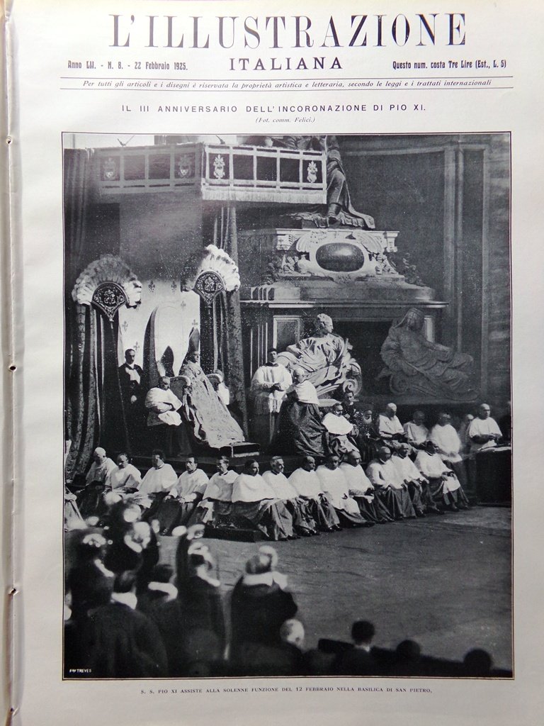 L'Illustrazione Italiana 22 Febbraio 1925 Vergani Battaglia Pavia Thovez Pio … | Immagine principale