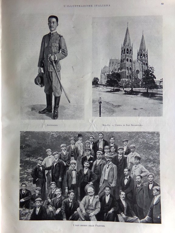 L'Illustrazione Italiana 22 Gennaio 1899 Collegio Mondragone Catania Filippine