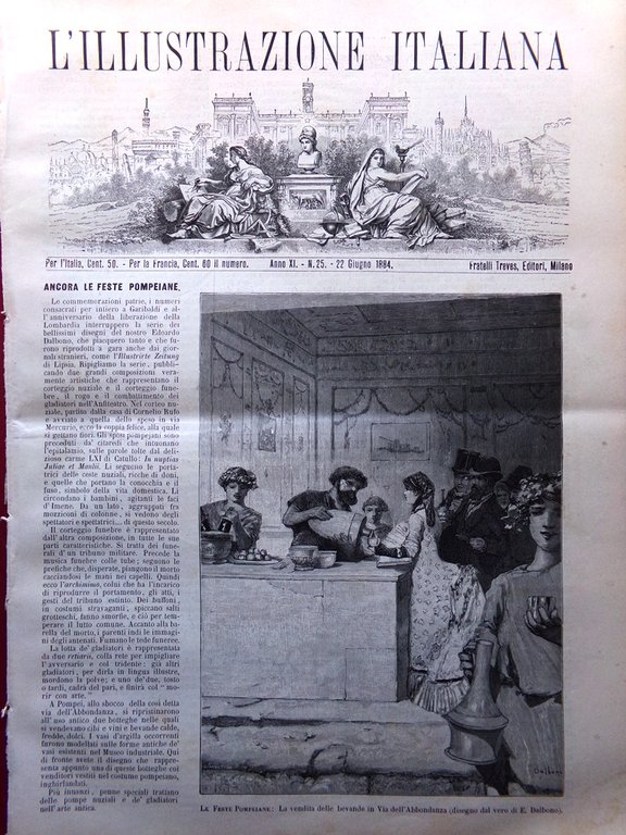 L'Illustrazione Italiana 22 Giugno 1884 Feste Pompeiane Mercuri Cavour Santena | Immagine Gallery 2
