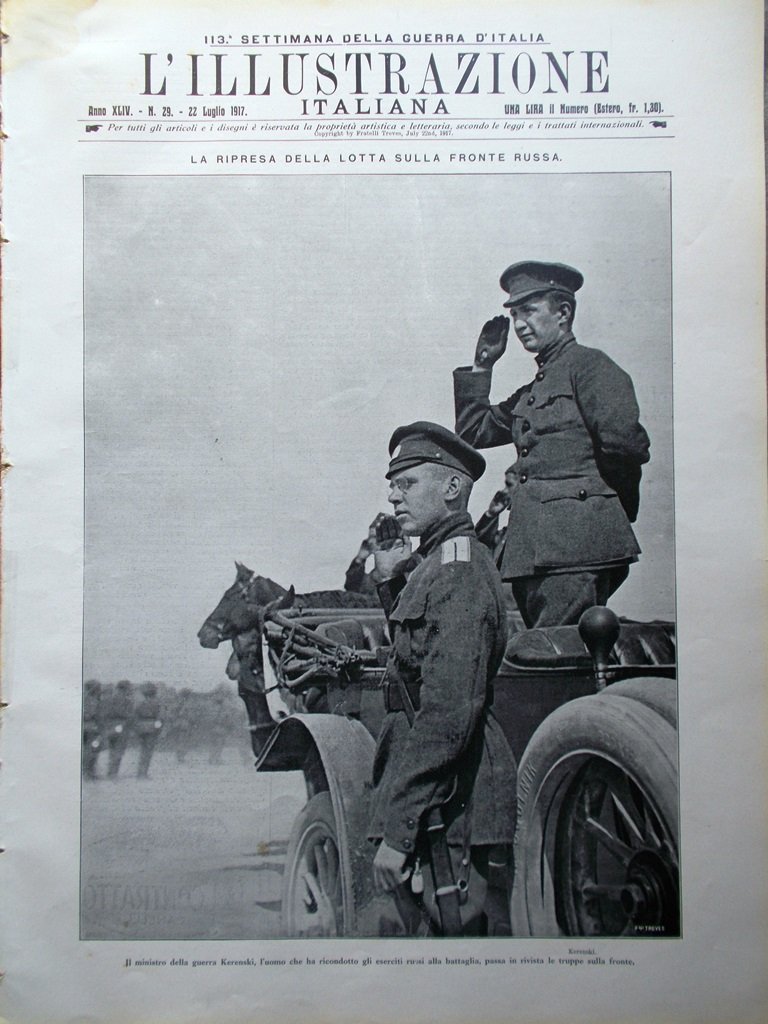 L'Illustrazione Italiana 22 Luglio 1917 WW1 Duca Connaught Kerenski Philadelphia