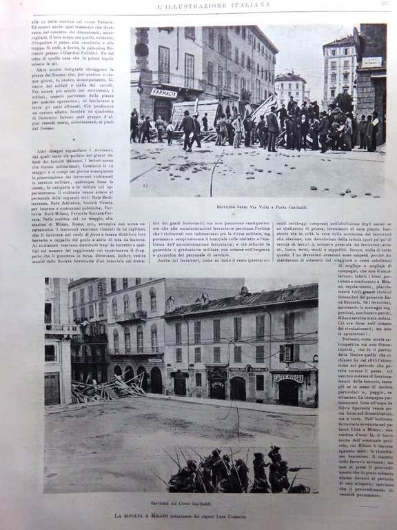 L'Illustrazione Italiana 22 Maggio 1898 Rivolta di Milano Baggi Gladsone …