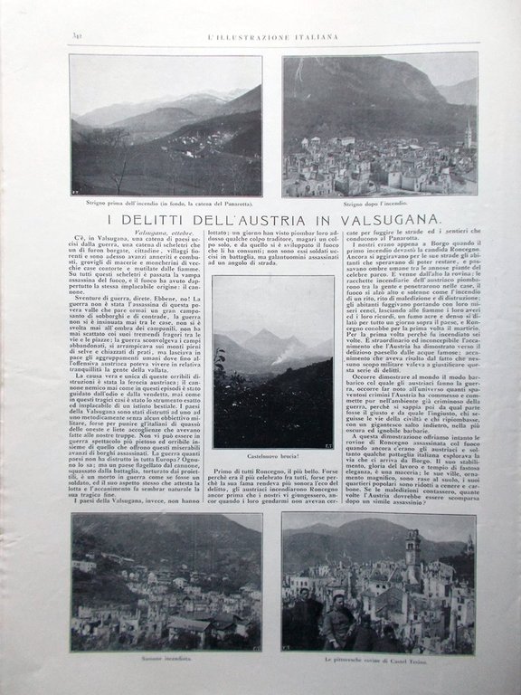 L'illustrazione Italiana 22 Ottobre 1916 WW1 Valsugana Adriatico Farman Gorizia