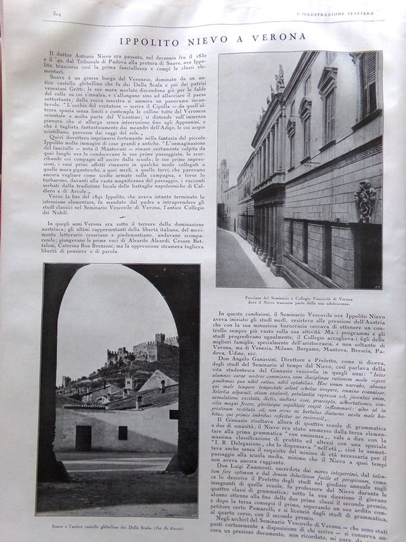 L'illustrazione Italiana 23 Agosto 1931 Speciale Centenario Ippolito Nievo Poeta