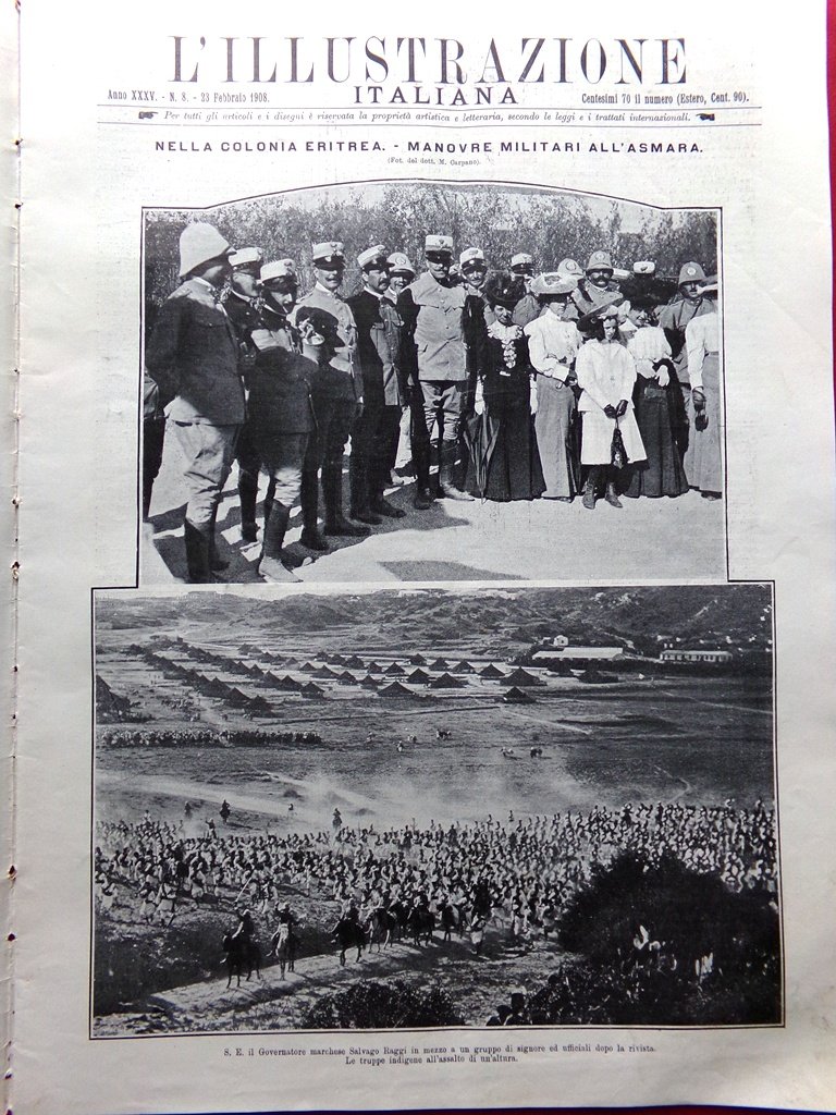 L'Illustrazione Italiana 23 Febbraio 1908 Regicidio di Lisbona Lottatori Eritrea | Immagine principale