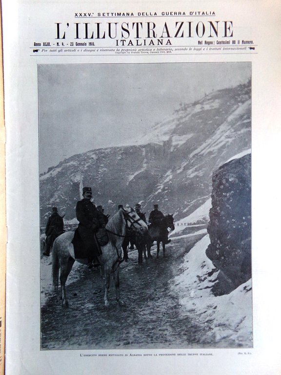 L'illustrazione Italiana 23 Gennaio 1916 WW1 Duilio Lucinico Occupazione Corfù