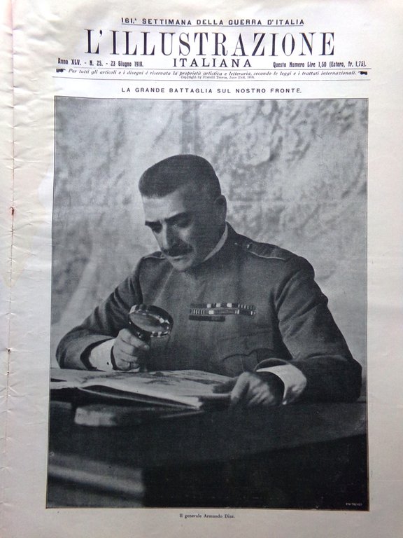 L'Illustrazione Italiana 23 Giugno 1918 WW1 Diaz Marina Rizzo Asso …