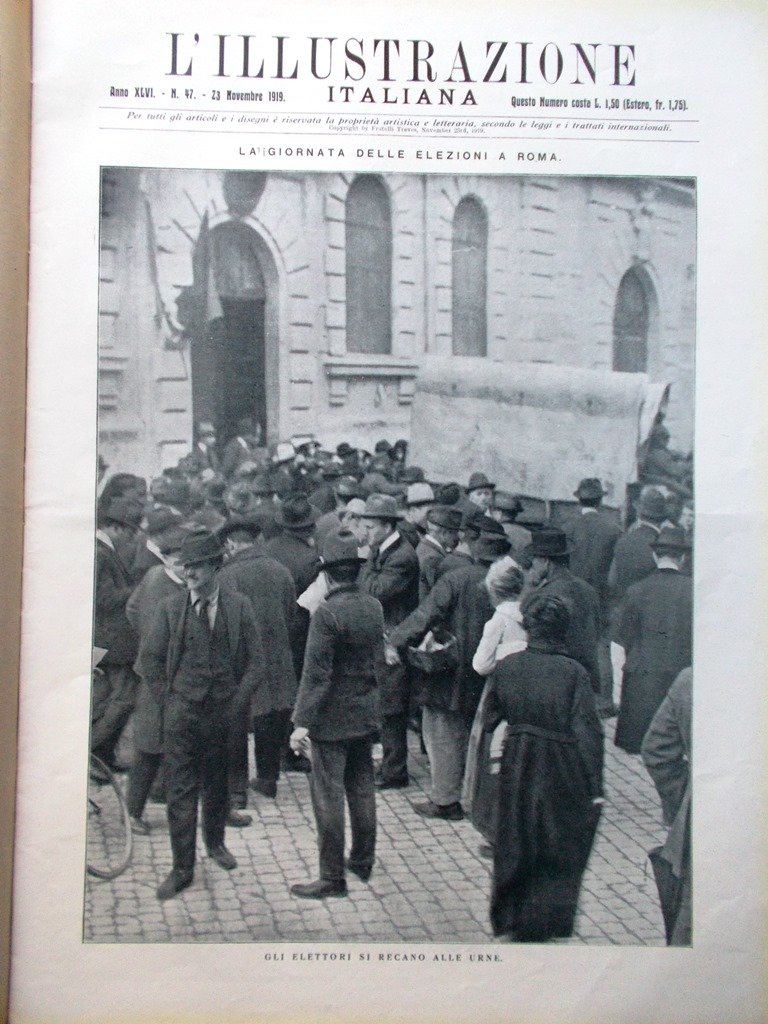 L'Illustrazione Italiana 23 Novembre 1919 Elezioni Roma Fiume Statuto Cirenaica