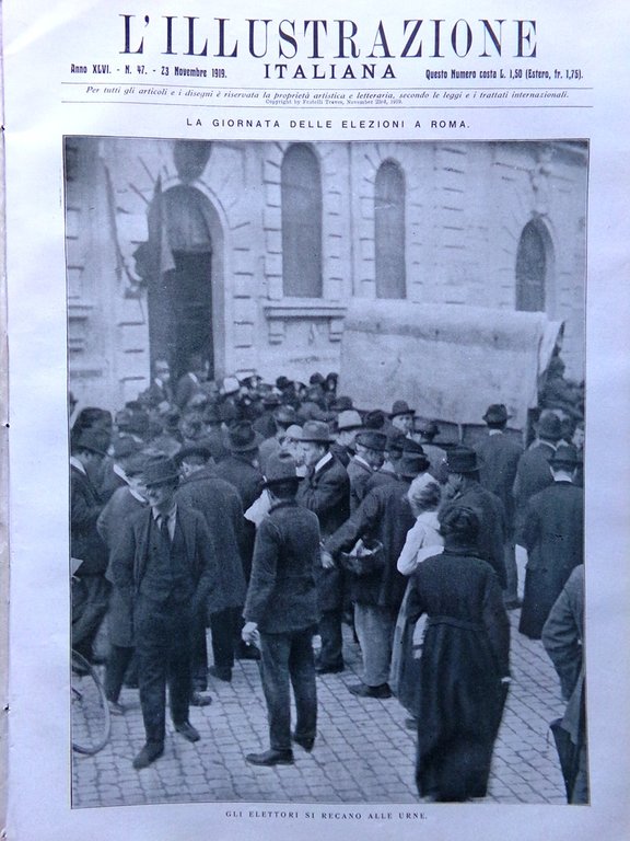 L'Illustrazione Italiana 23 Novembre 1919 Elezioni Roma Fiume Statuto Cirenaica