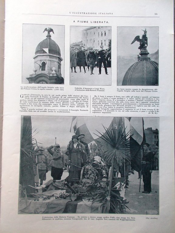 L'Illustrazione Italiana 23 Novembre 1919 Elezioni Roma Fiume Statuto Cirenaica