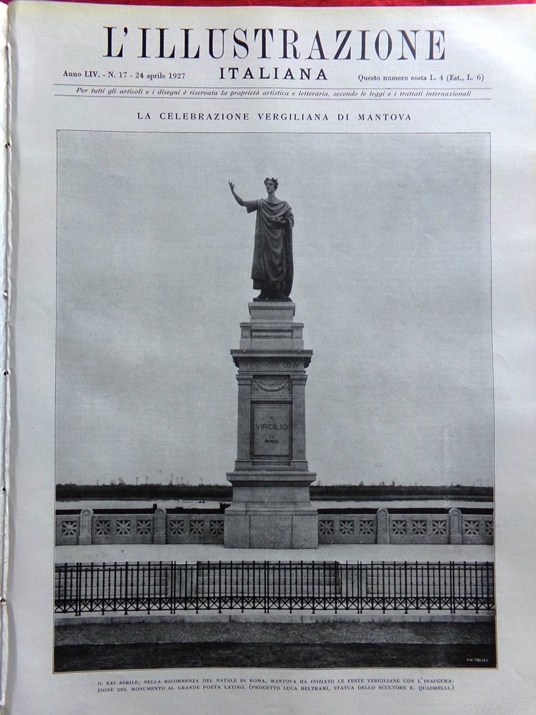 L'Illustrazione Italiana 24 Aprile 1927 Virgilio Mantova Mormoni Itala Scialli