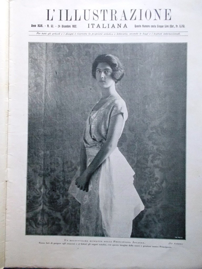 L'Illustrazione Italiana 24 Dicembre 1922 Jolanda Savoia Dostoevskij Concistoro