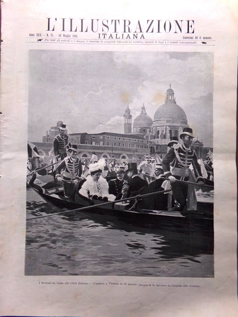 L'Illustrazione Italiana 24 Maggio 1903 Sovrani Firenze Marconi Salonicco Congo