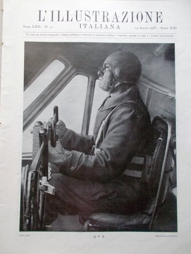 L'Illustrazione Italiana 24 Marzo 1935 Duce Riarmo Germania Venizelos Vaticano