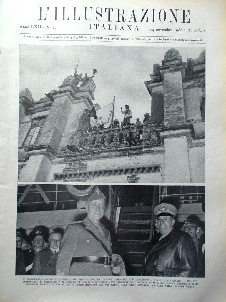 L'Illustrazione Italiana 24 Novembre 1935 Badoglio Orazio Ricci Estremo Oriente