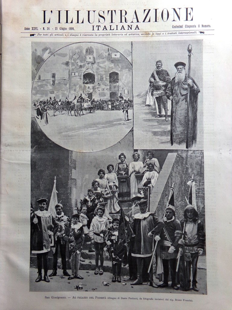 L'Illustrazione Italiana 25 Giugno 1899 San Gimignano Bersaglieri Palermo Azoto