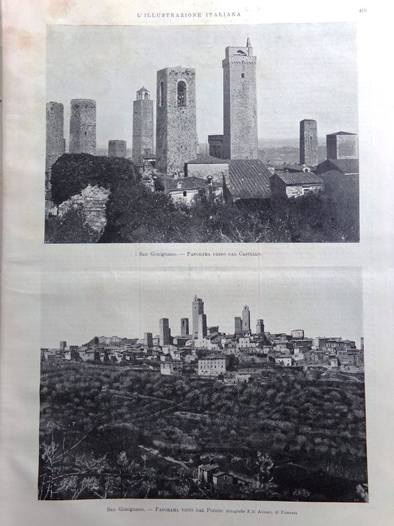 L'Illustrazione Italiana 25 Giugno 1899 San Gimignano Bersaglieri Palermo Azoto