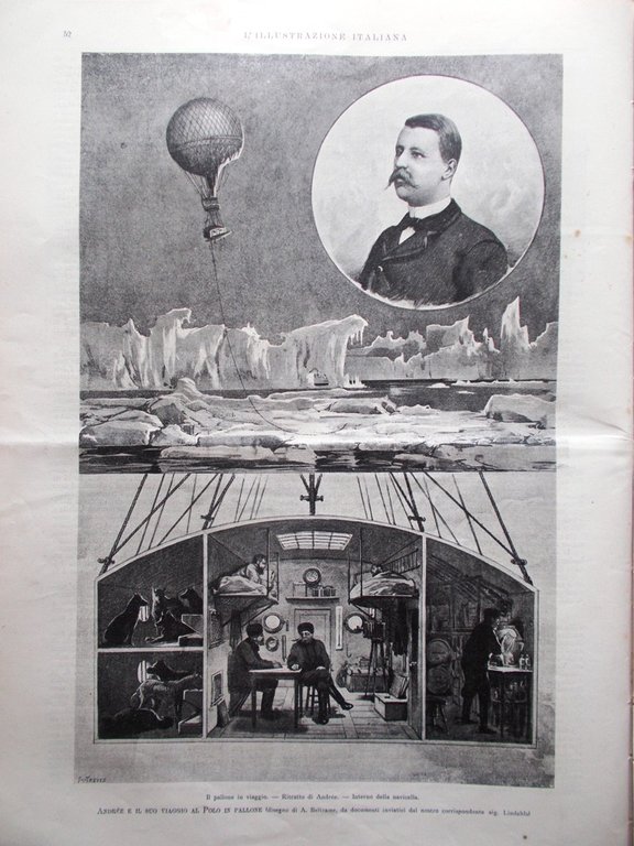 L'illustrazione Italiana 25 Luglio 1897 Stoccolma Andrée Pallone Camera Robbia