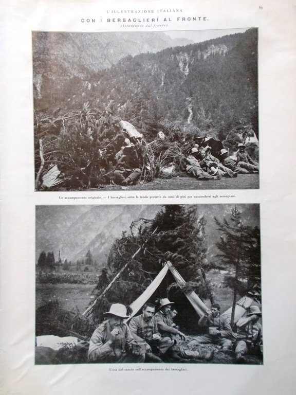 L'illustrazione Italiana 25 Luglio 1915 WW1 Bersaglieri Iolanda Tedeschi Calais