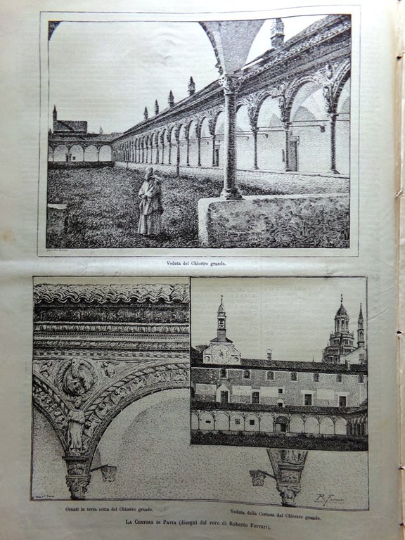 L'Illustrazione Italiana 25 Ottobre 1885 Brera Certosa di Pavia Colera …