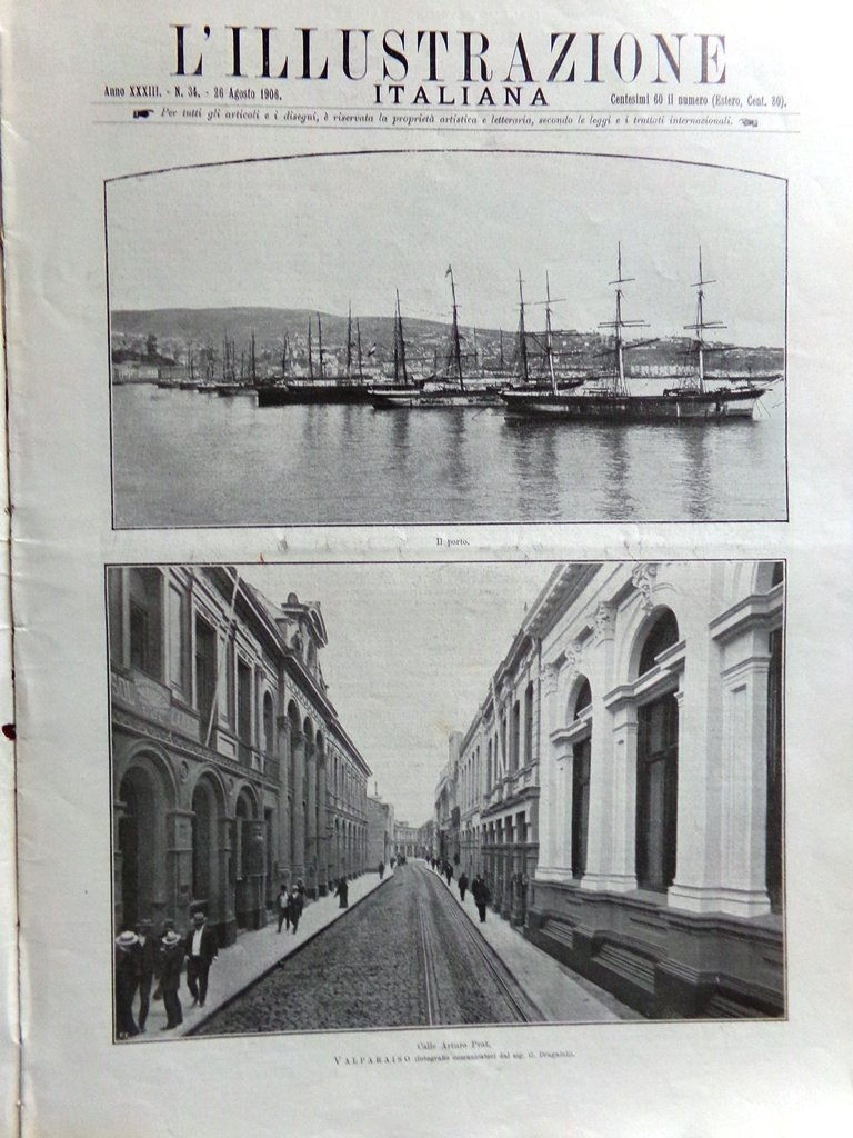 L'Illustrazione Italiana 26 Agosto 1906 Terremoto Santiago Valparaiso Sirio Ande