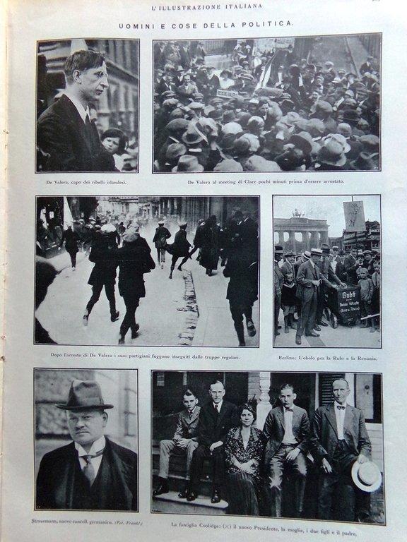 L'Illustrazione Italiana 26 Agosto 1923 Coolidge Tiraboschi De Valera Brera …