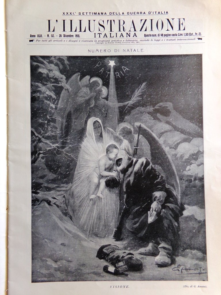 L'illustrazione Italiana 26 Dicembre 1915 WW1 Natale Attesa Trieste Corsia …