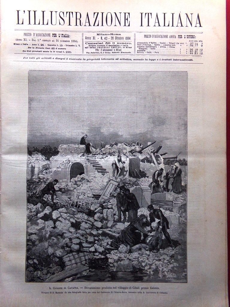 L'Illustrazione Italiana 26 Ottobre 1884 Ciclone di Catania Hans Makart … | Immagine principale