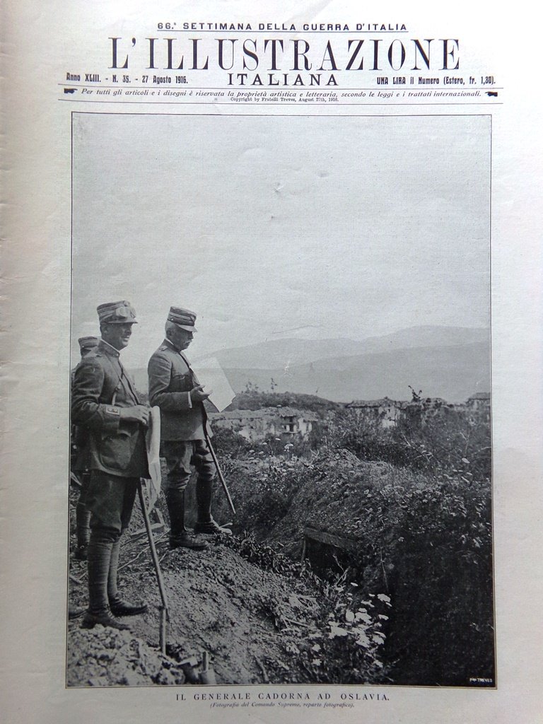 L'illustrazione Italiana 27 Agosto 1916 WW1 Battaglia Gorizia Rosso San …