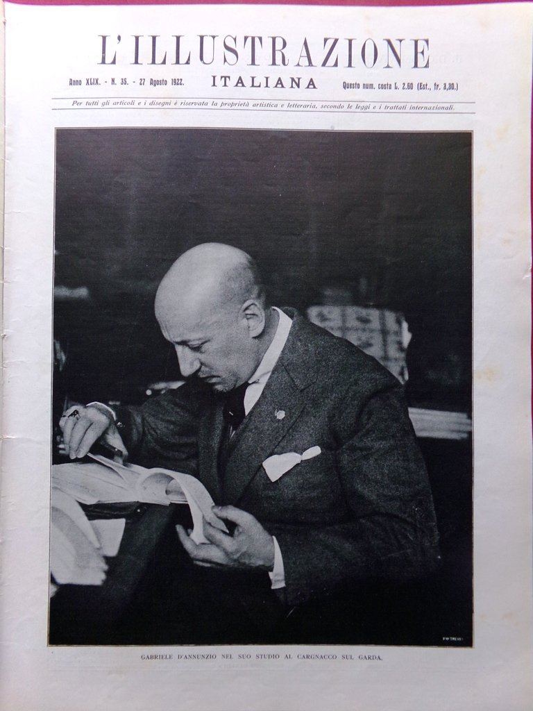L'Illustrazione Italiana 27 Agosto 1922 Malattia d'Annunzio Coppa Tirreno Milano | Immagine principale