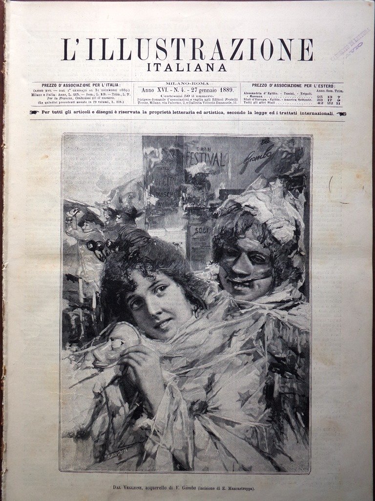L'Illustrazione Italiana 27 Gennaio 1889 Atchinoff Gavazzi Dufferin Mecca Suez