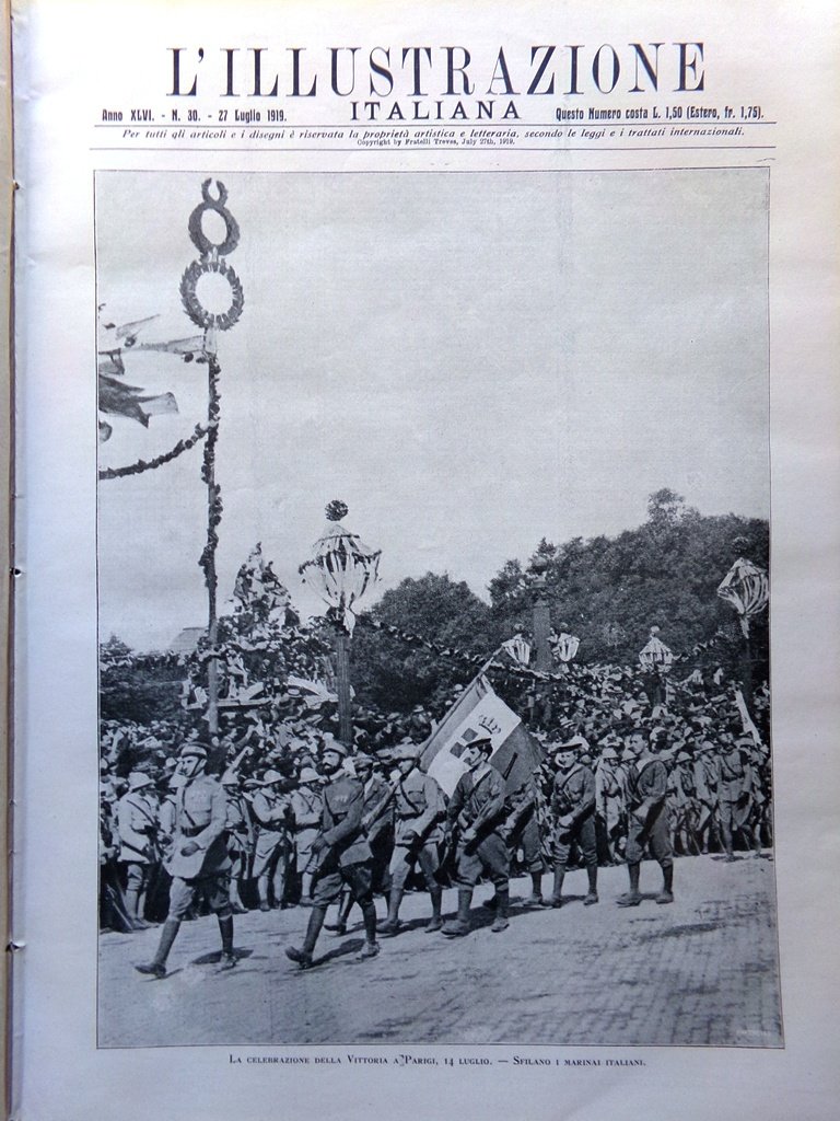 L'Illustrazione Italiana 27 Luglio 1919 Vittoria Parigi Sauro Pola Pinelli …