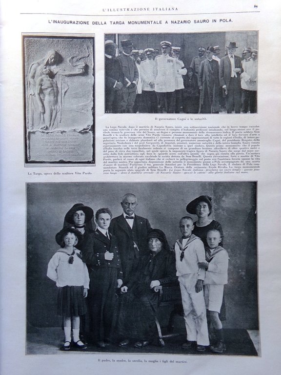L'Illustrazione Italiana 27 Luglio 1919 Vittoria Parigi Sauro Pola Pinelli …